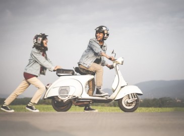 Vespa driving in Belgium